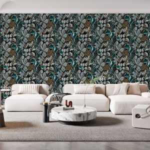 vải dán tường hoạ tiết lá
